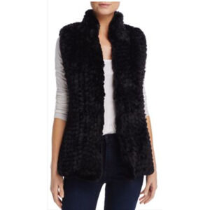 AQUA Women's Black Faux Fur Vest Small 2-8